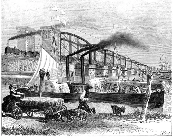 Framed Print : Moerdyck Bridge on Diep (Netherlands), one of the longest in the world, crossed by Framed Print : Moerdyck Bridge on Diep (Netherlands), one of the longest in the world, crossed by