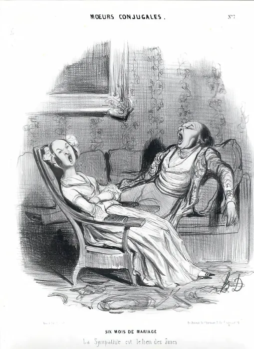 Framed Print : Moeurs Conjugales. Six Mois de Mariage, 1839. Creator: Honore Daumier Framed Print : Moeurs Conjugales. Six Mois de Mariage, 1839. Creator: Honore Daumier