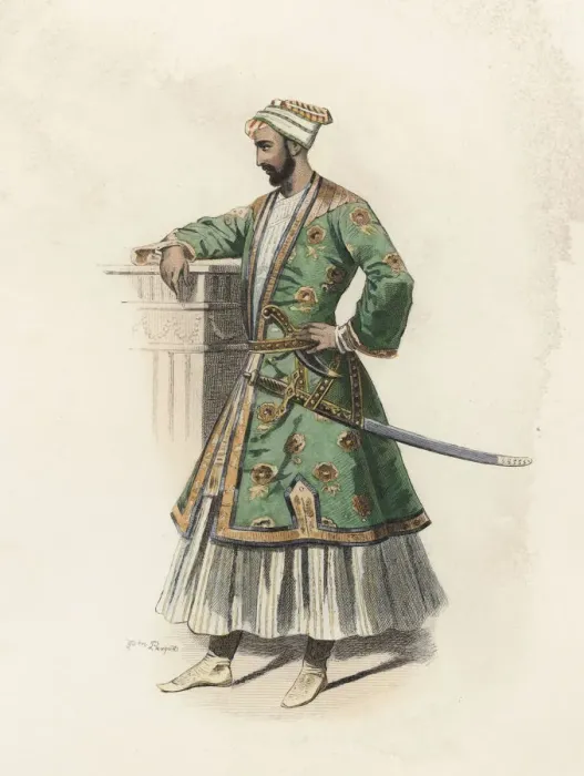 Framed Print : Mohammed Ibrahim, general of the King of Colconda, in the modern age, color engraving 1870 Framed Print : Mohammed Ibrahim, general of the King of Colconda, in the modern age, color engraving 1870