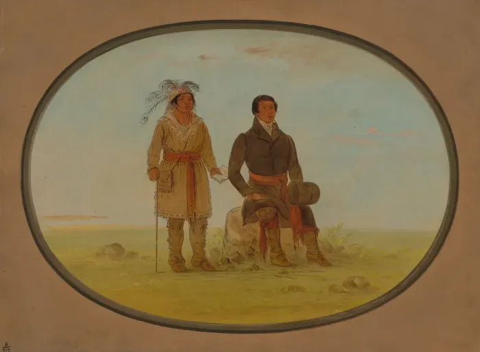 Framed Print : Mohigan Chief and a Missionary, 1861 / 1869. Creator: George Catlin Framed Print : Mohigan Chief and a Missionary, 1861 / 1869. Creator: George Catlin
