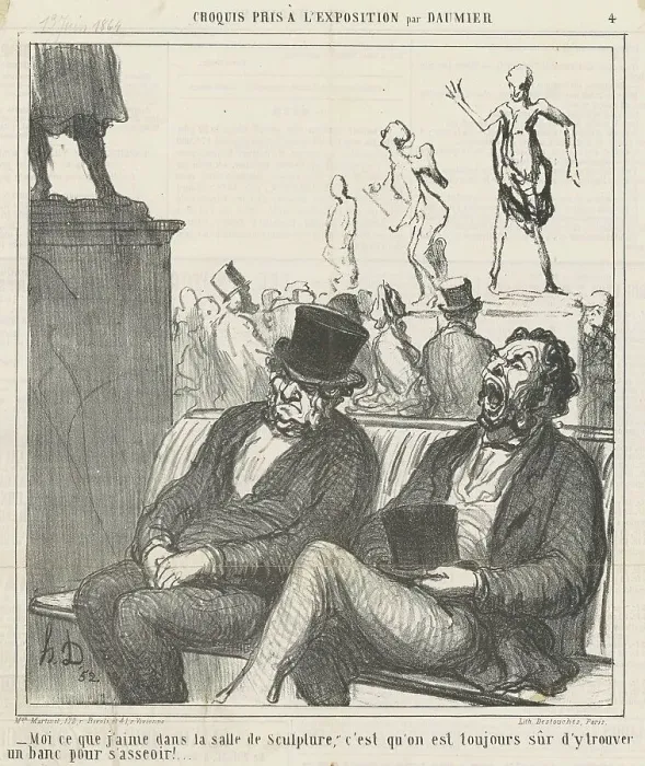 Framed Print : Moi ce que j'aime dans la salle de sculpture... 19th century. Creator: Honore Daumier Framed Print : Moi ce que j'aime dans la salle de sculpture... 19th century. Creator: Honore Daumier