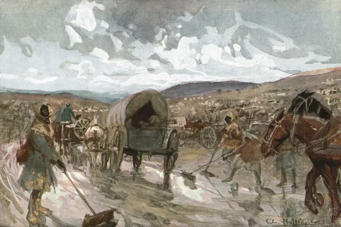 Framed Print : Six Mois Dans la Somme; Sur la route, entre Maricourt et Suzanne (octobre 1916), 1916. Creator: Charles Hoffbauer Framed Print : Six Mois Dans la Somme; Sur la route, entre Maricourt et Suzanne (octobre 1916), 1916. Creator: Charles Hoffbauer