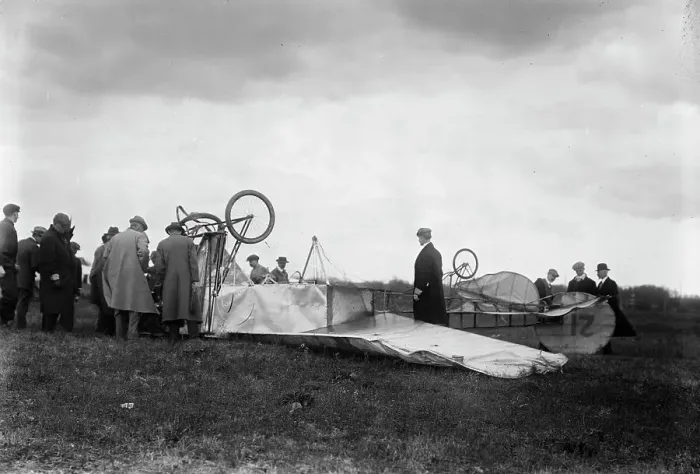 Framed Print : Moissant aero. Wrecked, 1910. Creator: Bain News Service Framed Print : Moissant aero. Wrecked, 1910. Creator: Bain News Service