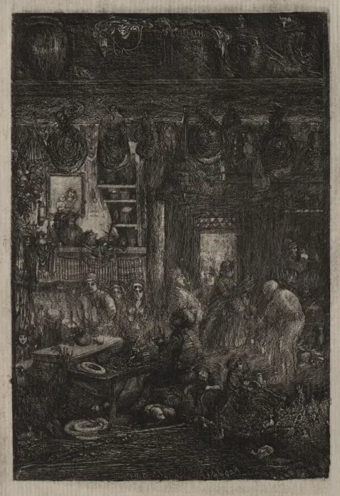Framed Print : Moldavian Interior, 1865. Creator: Rodolphe Bresdin (French, 1822-1885) Framed Print : Moldavian Interior, 1865. Creator: Rodolphe Bresdin (French, 1822-1885)
