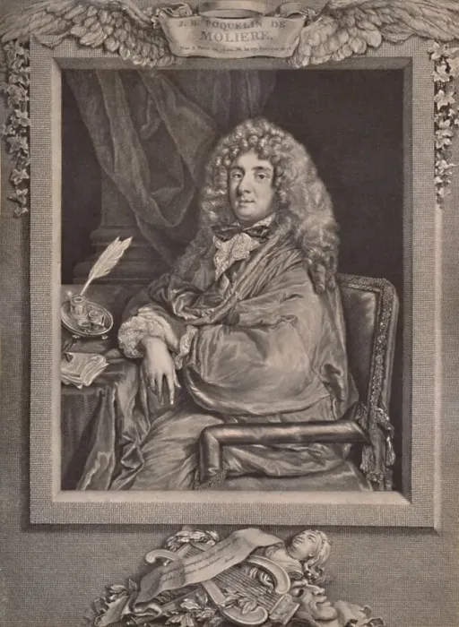 Framed Print : Moliere, French playwright and actor, 18th century (1894). Artist: Jacques Firmin Beauvarlet Framed Print : Moliere, French playwright and actor, 18th century (1894). Artist: Jacques Firmin Beauvarlet