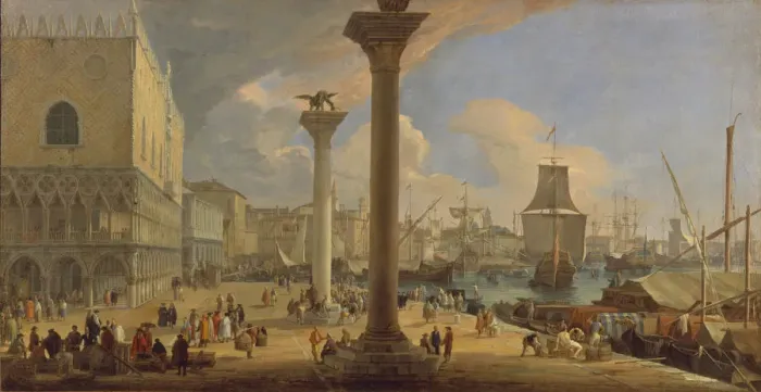 Framed Print : The Molo with the Ducal Palace, c. 1710. Artist: Carlevaris, Luca (1663-1730) Framed Print : The Molo with the Ducal Palace, c. 1710. Artist: Carlevaris, Luca (1663-1730)