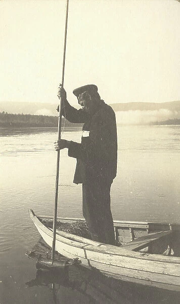 The moment of carrying out bathometric observations at the water surface, 1909. Creator: Vladimir Ivanovich Fedorov