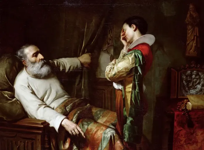 Framed Print : The last moments of Christopher Columbus, 1870. Creator: Jacquand, Claude (1803-1878) Framed Print : The last moments of Christopher Columbus, 1870. Creator: Jacquand, Claude (1803-1878)