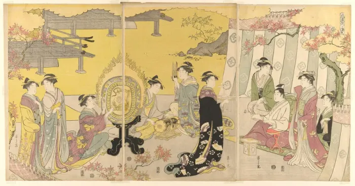 Framed Print : Momiji no ga, from the series A Fashionable Parody of the Tale of Genji, c1789 / 94. Creator: Hosoda Eishi. Momiji no ga, from the series A Fashionable Parody of the Tale of Genji, c1789 / 94. Creator: Hosoda Eishi Framed Print : Momiji no ga, from the series A Fashionable Parody of the Tale of Genji, c1789 / 94. Creator: Hosoda Eishi. Momiji no ga, from the series A Fashionable Parody of the Tale of Genji, c1789 / 94. Creator: Hosoda Eishi