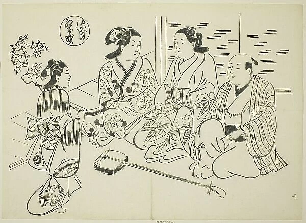 The Momiji-no-ga Chapter from 'The Tale of Genji' (Genji Momiji-no-ga), from a series... c. 1710. Creator: Okumura Masanobu. The Momiji-no-ga Chapter from 'The Tale of Genji' (Genji Momiji-no-ga), from a series... c. 1710