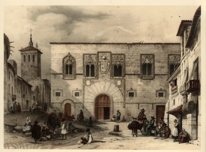 Framed Print : Momos Square in Zamora with scenes of daily life and types of the time Framed Print : Momos Square in Zamora with scenes of daily life and types of the time