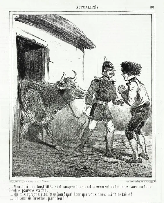 Framed Print : Mon ami, les hostilités sont suspendues, c'est le moment de lui faire faire un tour à votre... 1865 Creator: Cham Framed Print : Mon ami, les hostilités sont suspendues, c'est le moment de lui faire faire un tour à votre... 1865 Creator: Cham