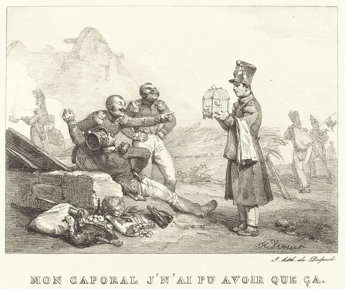 Framed Print : Mon Caporal, Je n'ai pu avons que ça, 1823. Creator: Emile Jean-Horace Vernet Framed Print : Mon Caporal, Je n'ai pu avons que ça, 1823. Creator: Emile Jean-Horace Vernet