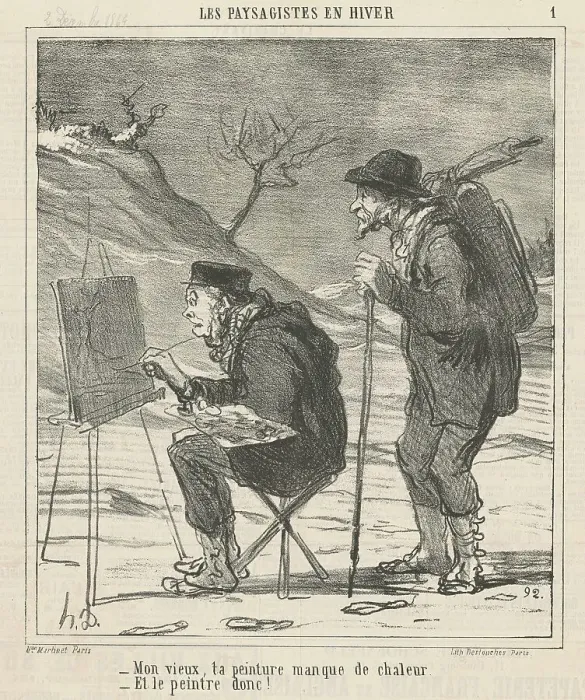Framed Print : Mon vieux, ta peinture manque de chaleur... 19th century. Creator: Honore Daumier Framed Print : Mon vieux, ta peinture manque de chaleur... 19th century. Creator: Honore Daumier