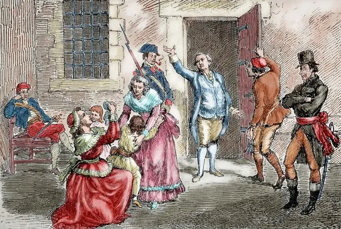 Framed Print : The monarch taking leave of his family, 19th century. Creator: Unknown Framed Print : The monarch taking leave of his family, 19th century. Creator: Unknown