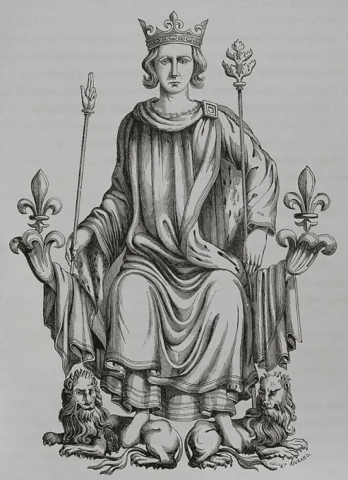 Framed Print : The monarch on his throne, 16th century, (1877). Creator: Unknown Framed Print : The monarch on his throne, 16th century, (1877). Creator: Unknown