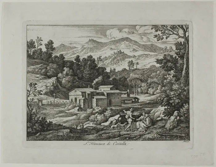 Framed Print : Monastery of San Francesco di Civitella in the Sabine Mountains, 1810. Creator: Joseph Anton Koch Framed Print : Monastery of San Francesco di Civitella in the Sabine Mountains, 1810. Creator: Joseph Anton Koch