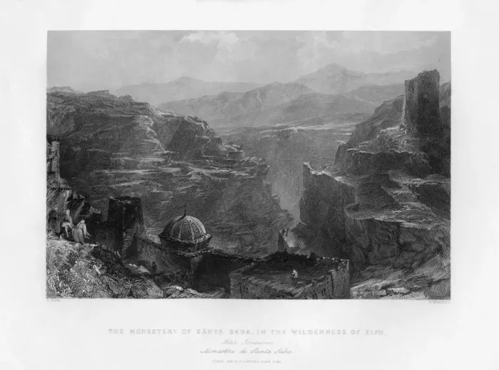 Framed Print : The Monastery of Santa Saba (Mar Saba), Israel, 1841. Artist:s Bradshaw