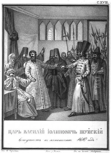 Monastic consecration of Tsar Vasili Ivanovich Shuisky, 1610 (From Illustrated Karamzin), 1836. Artist: Chorikov, Boris Artemyevich (1802-1866)