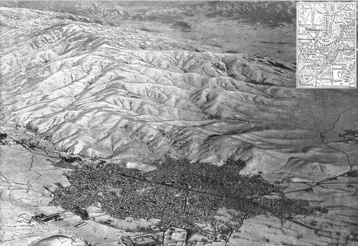 Framed Print : Monastir; du lac d'Ostrovo a Monastir: vue prise en areoplane de la premiere ville serbe... 1916. Creator: Unknown Framed Print : Monastir; du lac d'Ostrovo a Monastir: vue prise en areoplane de la premiere ville serbe... 1916. Creator: Unknown