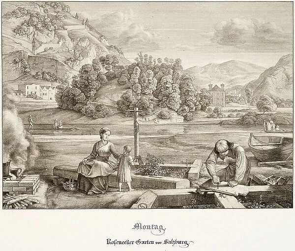 Monday: Rosenecker Garden before Salzburg, 1823. Creator: Ferdinand Olivier