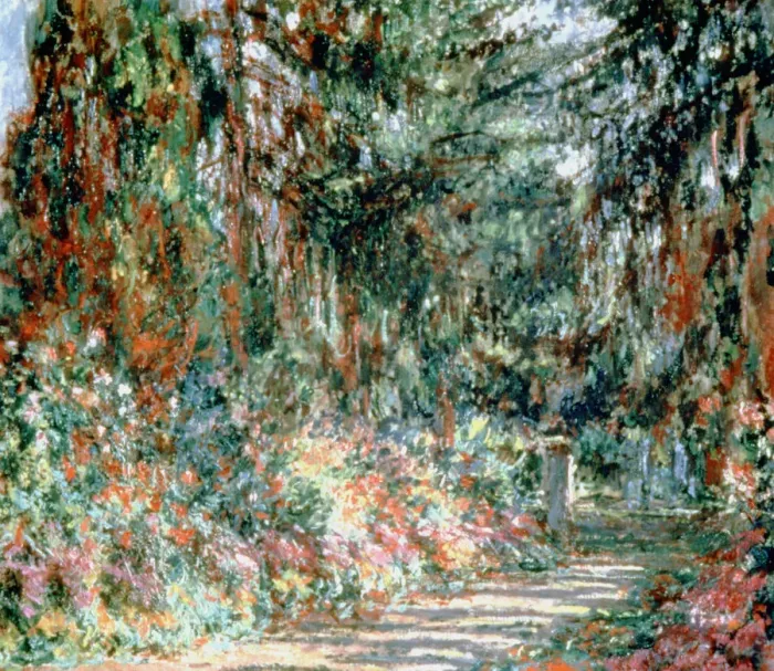 Framed Print : Monets Garden c1880. Artist: Claude Monet Framed Print : Monets Garden c1880. Artist: Claude Monet