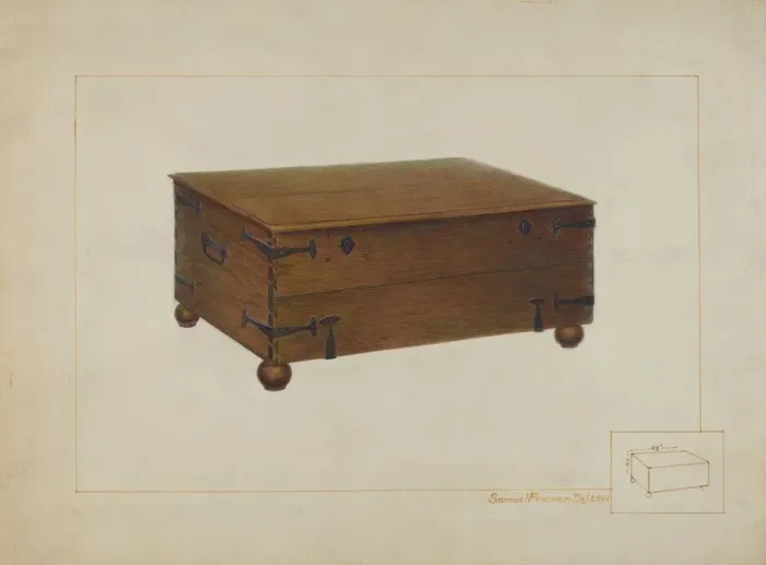 Framed Print : Money Chest in Old Swedes Church, c. 1938. Creator: Samuel Fineman Framed Print : Money Chest in Old Swedes Church, c. 1938. Creator: Samuel Fineman