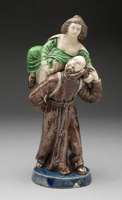 Framed Print : Monk Carrying Woman, Avon, Early 17th century. Creator: Unknown Framed Print : Monk Carrying Woman, Avon, Early 17th century. Creator: Unknown