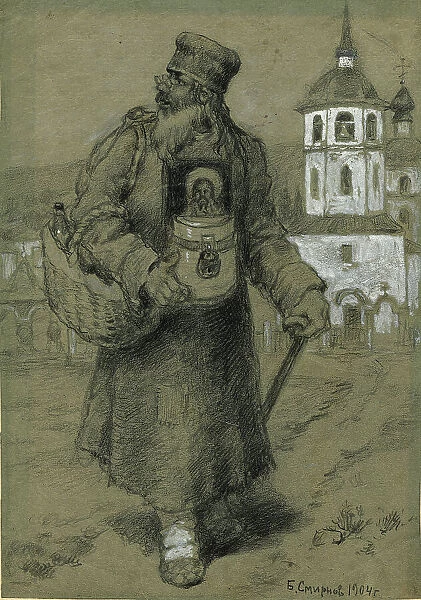 A Monk Collecting Taxes for the Construction of the Church in Irkutsk, 1904. Creator: Boris Vasilievich Smirnov