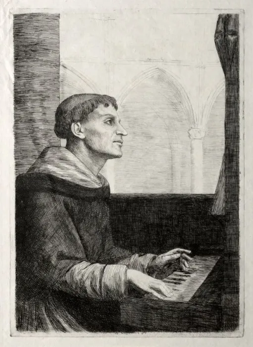 Framed Print : The Monk at the Organ. Creator: Alphonse Legros (French, 1837-1911) Framed Print : The Monk at the Organ. Creator: Alphonse Legros (French, 1837-1911)