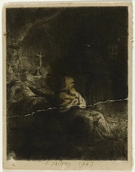 Framed Print : Monk at Prayer, 1843. Creator: Charles Emile Jacque Framed Print : Monk at Prayer, 1843. Creator: Charles Emile Jacque