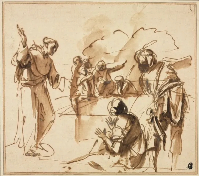 Framed Print : A Monk Preaching, mid 17th century?. Creator: Pier Francesco Mola (Italian, 1612-1666) Framed Print : A Monk Preaching, mid 17th century?. Creator: Pier Francesco Mola (Italian, 1612-1666)