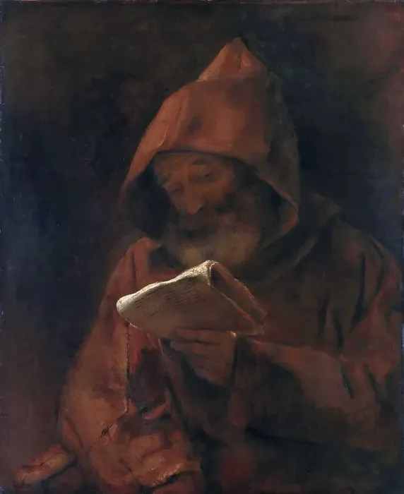 Framed Print : A Monk reading, 1661. Creator: Rembrandt van Rhijn (1606-1669) Framed Print : A Monk reading, 1661. Creator: Rembrandt van Rhijn (1606-1669)