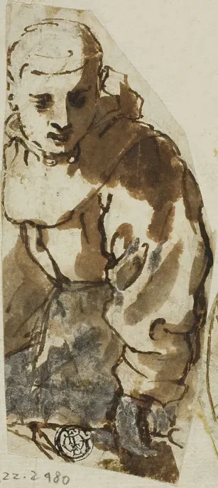 Framed Print : Monk Turning Sideways, n.d. Creator: Andrea Lilio Framed Print : Monk Turning Sideways, n.d. Creator: Andrea Lilio