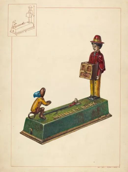Framed Print : Monkey Bank, 1935 / 1942. Creator: Ernest A Towers Jr Framed Print : Monkey Bank, 1935 / 1942. Creator: Ernest A Towers Jr