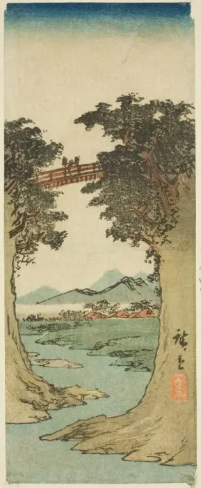 Framed Print : Monkey Bridge, c. 1840 / 42. Creator: Ando Hiroshige Framed Print : Monkey Bridge, c. 1840 / 42. Creator: Ando Hiroshige