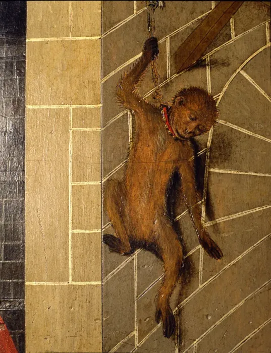 Framed Print : Monkey on a wall, detail of the Transfiguration altarpiece, 1445-1452 Framed Print : Monkey on a wall, detail of the Transfiguration altarpiece, 1445-1452