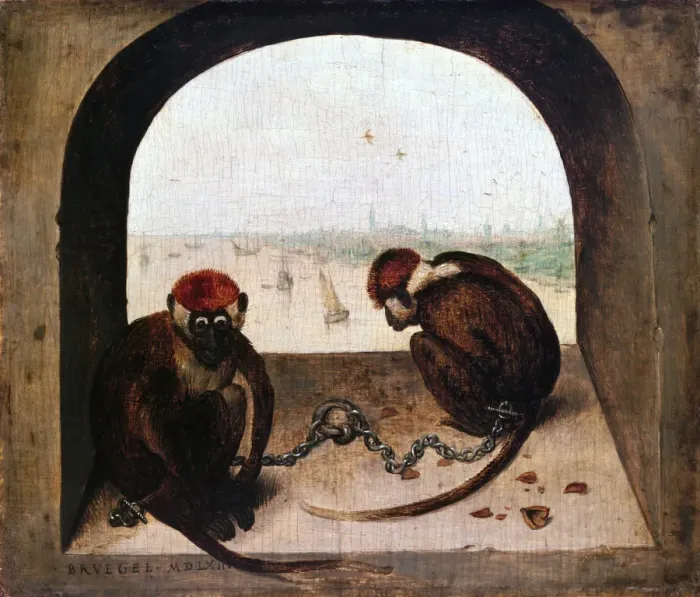 Framed Print : Two Monkeys, 1562. Artist: Pieter Bruegel the Elder Framed Print : Two Monkeys, 1562. Artist: Pieter Bruegel the Elder