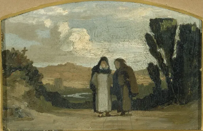 Framed Print : Monks on the Appian Way, ca. 1865. Creator: Elihu Vedder Framed Print : Monks on the Appian Way, ca. 1865. Creator: Elihu Vedder