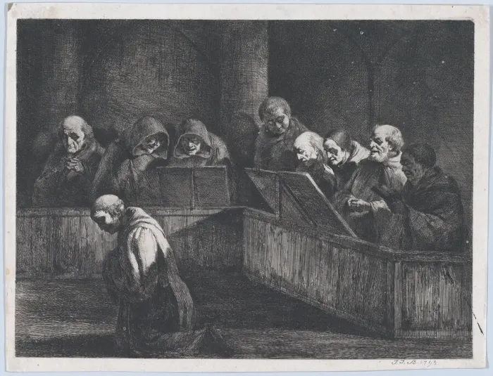 Framed Print : Monks Chanting, 1795. Creator: Jean-Jacques de Boissieu Framed Print : Monks Chanting, 1795. Creator: Jean-Jacques de Boissieu