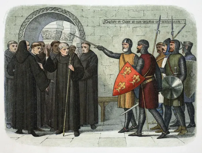 Framed Print : The monks of Christ Church, Canterbury, expelled, 1207 (1864) Framed Print : The monks of Christ Church, Canterbury, expelled, 1207 (1864)