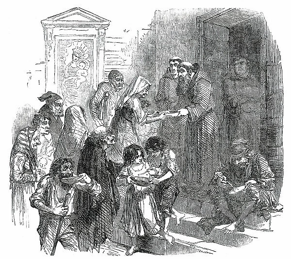 Monks of the Convent of Ara Coeli Giving Soup to the Poor, 1850. Creator: Unknown