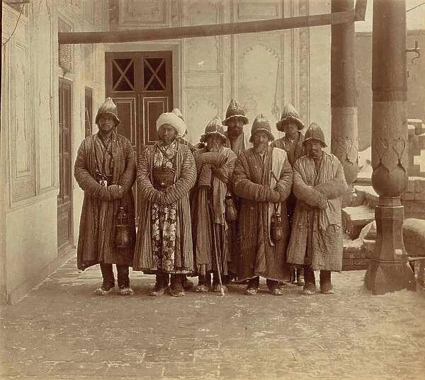Monks (Duvans) in Kalandar-Khane, Samarkand, between 1905 and 1915. Creator: Sergey Mikhaylovich Prokudin-Gorsky