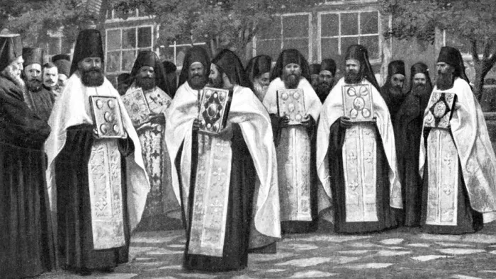 Framed Print : Monks of the Greek church carrying volumes of the Liturgy, Greece, 1922 Framed Print : Monks of the Greek church carrying volumes of the Liturgy, Greece, 1922