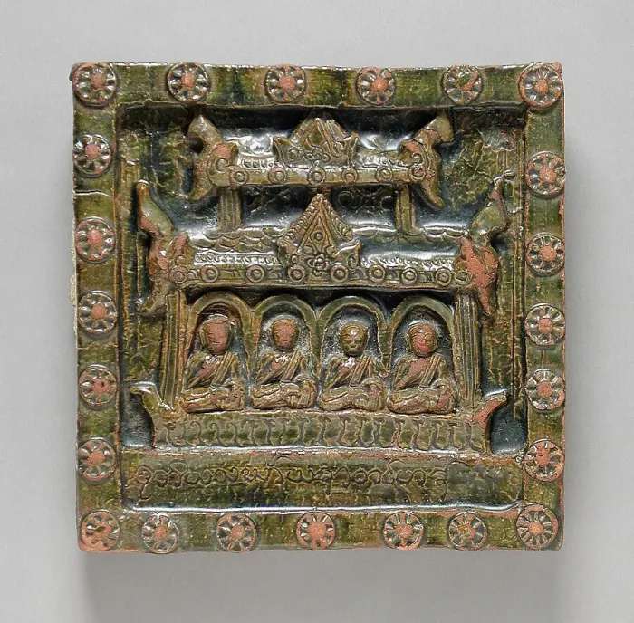 Framed Print : Monks in a Temple Holding the Third Buddhist Council, c.1791. Creator: Unknown