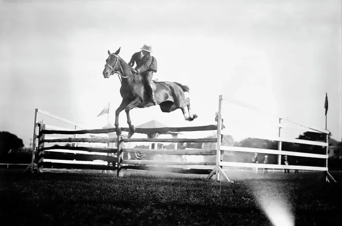 Framed Print : Monmouth Horse Show [jumping], between c1910 and c1915. Creator: Bain News Service