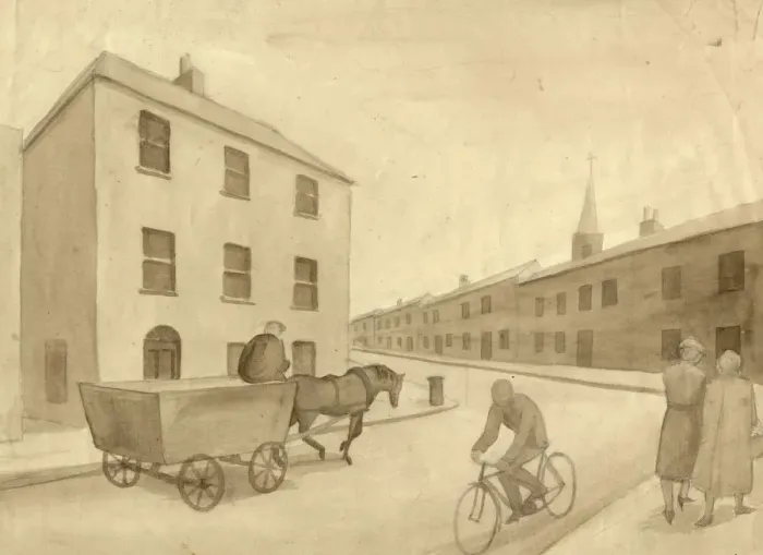 Framed Print : Monochrome street scene, 1951. Creator: Shirley Markham