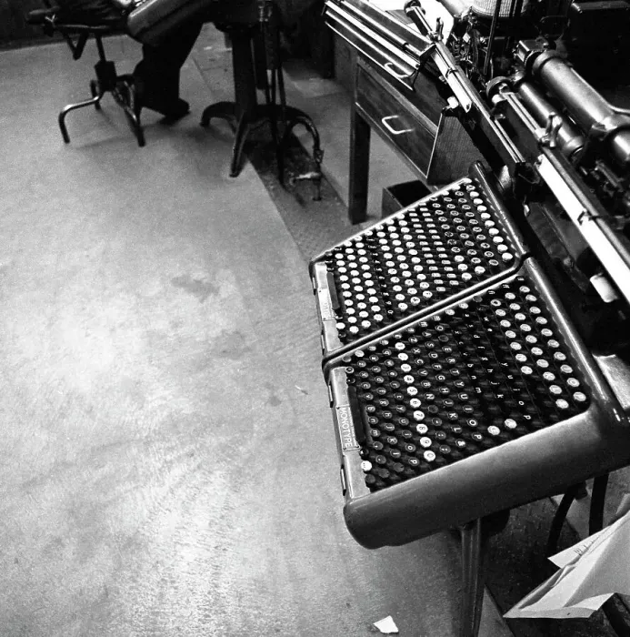 Framed Print : A monotype keyboard at the White Rose Press, Mexborough, South Yorkshire, 1968. Artist Framed Print : A monotype keyboard at the White Rose Press, Mexborough, South Yorkshire, 1968. Artist