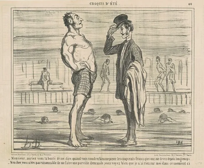 Framed Print : Monsieur, Auriez-vous la bonté de me dire... 19th century. Creator: Honore Daumier Framed Print : Monsieur, Auriez-vous la bonté de me dire... 19th century. Creator: Honore Daumier