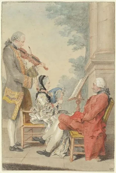 Framed Print : Monsieur and Madame Blizet with Monsieur Le Roy the Actor, c. 1765. Creator: Louis de Carmontelle Framed Print : Monsieur and Madame Blizet with Monsieur Le Roy the Actor, c. 1765. Creator: Louis de Carmontelle